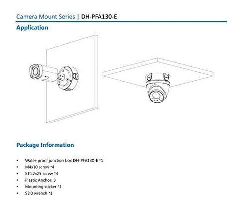 PFA130-E Security Camera Bracket Wall Mounting Junction Box for HAC-HDW1100, IPC-HDW1000/HDW1200