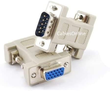 CablesOnline DB9 Male to HD15 VGA Female Multisync Video Adapter, AD-V02 for Versatile Connectivity.