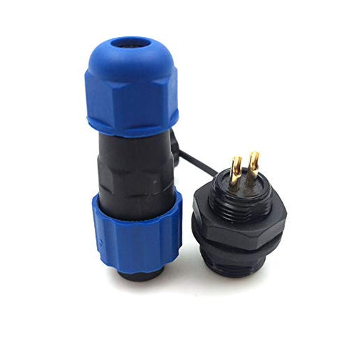 2Pin Aviation Connector Plug and Socket, Waterproof Power Connector, Panel Mount 13mm, IP67