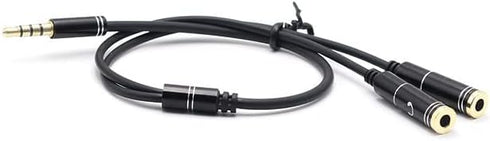 Audio Splitter Cable Y Adapter, 3.5mm Male to 2 Female for Headphone, Desktop and Laptop (Black)