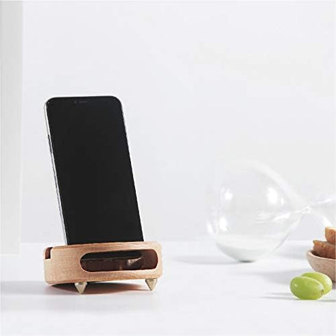 Phone Stand Sound Amplifier - Wood Phone Stand for Desk, Handmade Wooden Phone Dock Compatible with Smartphone, Kindle,