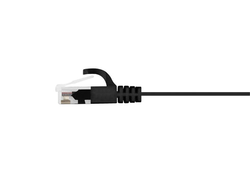 Monoprice Cat5e 1ft Black Flat Patch Cable, UTP 30AWG, 350MHz, Snagless RJ45