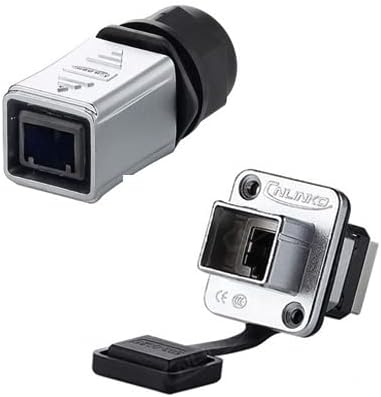CNLINKO RJ45 Ethernet Industrial Connector, Male Plug & Female Panel Mount Socket Jack, Outdoor Waterproof IP67, Metal