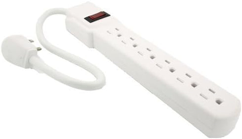 Topzone 1 Feet AC Wall Power Strip, 6 Outlets with Built-in Safety Circuit Breaker, UL Listed (White)