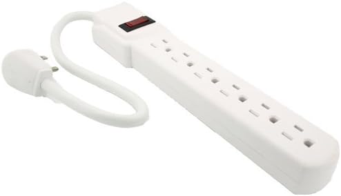 Topzone 1 Feet AC Wall Power Strip, 6 Outlets with Built-in Safety Circuit Breaker, UL Listed (White)