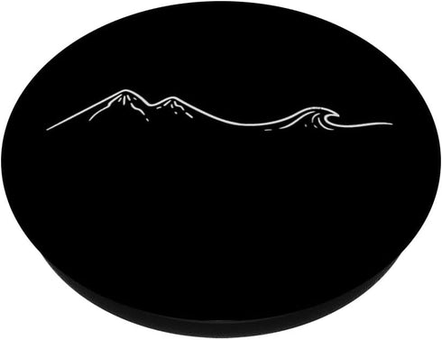 Mountain Wave Cool Black Art Drawing Hiker Ocean Gift PopSockets Standard PopGrip
