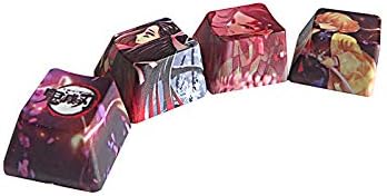 4 Keycap Set, 5-side Dye-subbed PBT Keycaps, R4 Keycaps for DIY OEM Gaming Mechanical Keyboard, Demon Slayer