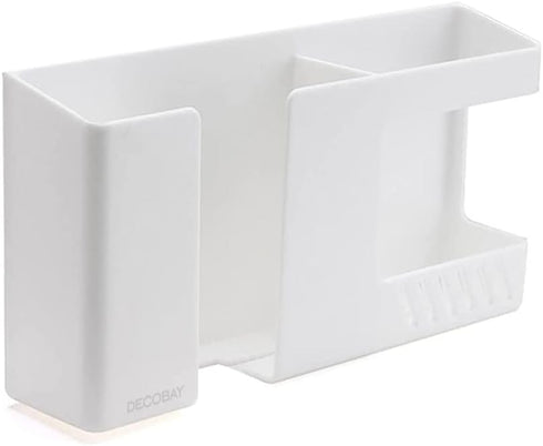 D3 Wall Mount Phone Holder, Punch-Free Mobile Phones Charging Stand, Sticky Remote Control Storage Box (2 Pack-White)