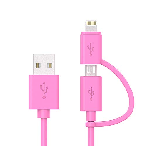 Apple MFi Certified 2 in 1 iPhone Charger Lightning Cable and Micro USB, Compatible with iPhone X, 8, 8 Plus, 7 Plus,