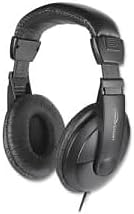 Cushion Stereo Headphones, Vol Control, Black, Wired, Over-The-Head, 5.92 ft Cable