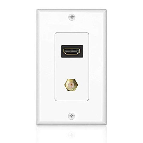 TNP HDMI Wall Outlet with Coax Outlet, 1 Port HDMI Coax Wall Plate for 4K Full HD