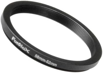 Fotodiox Metal Step Down Ring, Anodized Black Metal 58mm-52mm, 58-52 mm