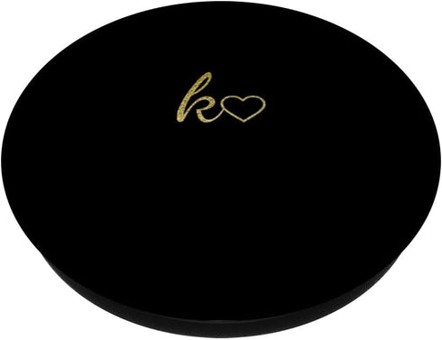 Yellow Initial Letter K Heart Minimalist Black PopSockets Standard PopGrip for Phones