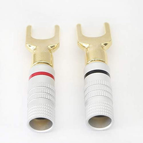 XMSJSIY Y Spade Plug, Speaker Spade Connector, Fork Spade Plug 45 Degree for Speaker Wire