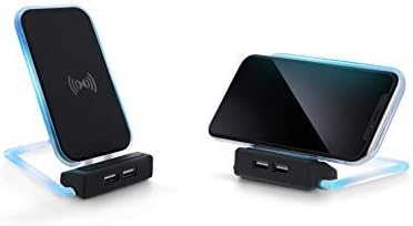 Xtreme Digital Lifestyle Accessories Rotating 5W QI Wireless Charger with 2 USB Ports, iOS & Android Compatible (Black)