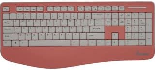 Impecca Pink Wireless Keyboard and Mouse Combo - Full-Sized Ergonomic Keyboard with Palm Rest, Spill Resistant