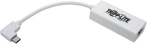 Tripp Lite Right Angle USB C to Ethernet Adapter, Thunderbolt 3 to Gigabit Ethernet Adapter, USB 3.1 Gen 1