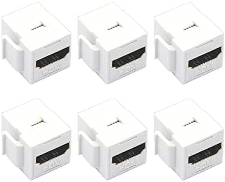 VCE 4K HDMI Keystone Jack 6-Pack, HDMI Female to Female Adapter Coupler for Keystone Wall Plate, White