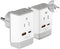 Ceptics European Travel Plug Adapter with Schuko QC 3.0 & PD Safe Dual USB & USB-C - 2 USA Socket - Compact & Powerful