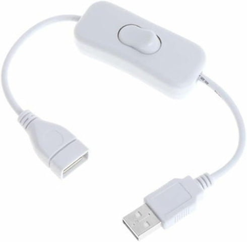 Vrabocry 2 Pack White Male to Female USB Cable with On/Off Switch, USB Extension Inline Rocker Switch for Driving