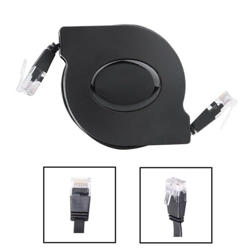 Zerone CAT 6 Ethernet Cable, Retractable Flat Shielded LAN Cord with RJ45 for Modem Router Gaming (2M) (1 Pc)