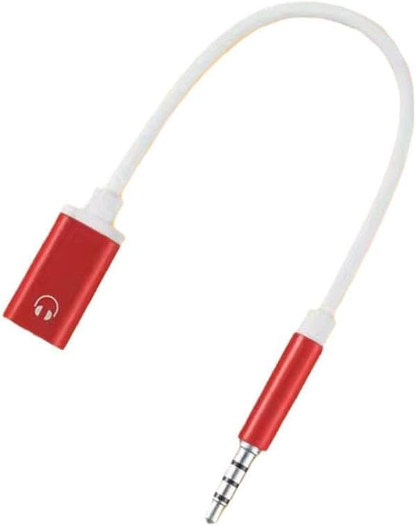 Red 3.5mm Male to TypeC Female Audio Cable Cord, 3.5mm Analog Converter for Earphones, MP3, Laptops, Tablets