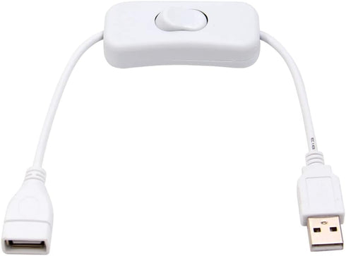 Vrabocry 2 Pack White Male to Female USB Cable with On/Off Switch, USB Extension Inline Rocker Switch for Driving