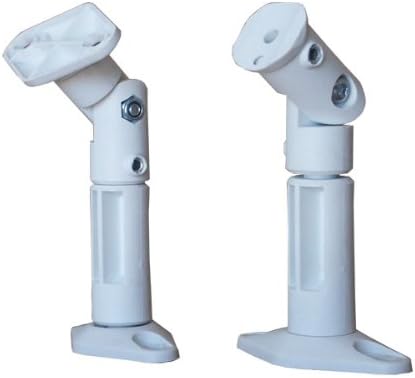 VideoSecu 2 White Universal Satellite Speaker Mounts/Brackets for Walls and Ceilings, 2 Pack