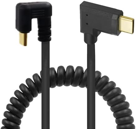 Qaoquda USB C Coiled U Shaped Cable, 180 Degree USB 3.1 Type C Male to Male Spring Spiral Cable, 3A 10Gbps Fast Charging and Data Extension Cable, Stretched 4FT/1.2M (U Shaped/Left & Right) by Qaoquda