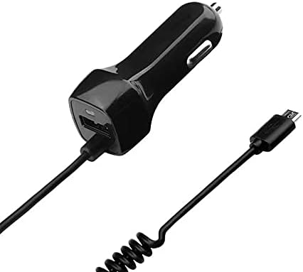 BoxWave Car Charger Compatible with Samsung Galaxy Z Flip - Car Charger Plus, Car Charger Extra USB Port with Integrated Cable for Samsung Galaxy Z Flip - Black