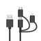 Apple MFI Certified 3-in-1 Cable, Lightning/Type C/Micro USB for iPhone, iPad, Samsung Galaxy, 3FT Black