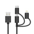 Apple MFI Certified 3-in-1 Cable, Lightning/Type C/Micro USB for iPhone, iPad, Samsung Galaxy, 3FT Black