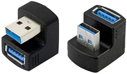 cablecc 1 Set Up & Down Angled USB 3.0 Adapter, A Male to Female Extension, 180 Degree