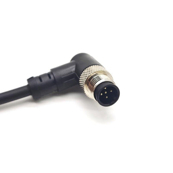 M12 5Pin Male Connector Cable, A Code Right Angle Molding Aviation Sensor Electrical PVC Cable 5Meter