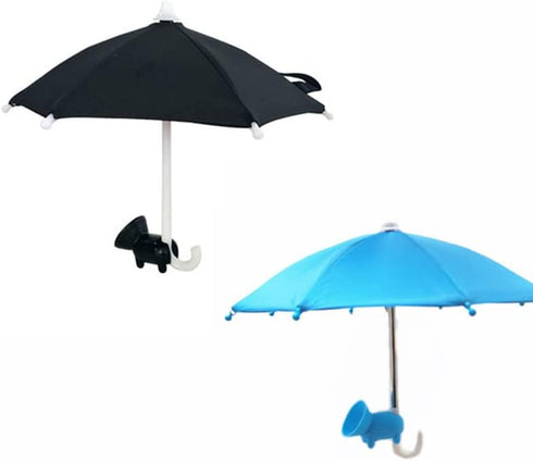 NTidea Phone Umbrella (2 Pack) for Sun Shade, Funny Snap Finger Stand Silicone Holder with Suction Cup, Black, Blue