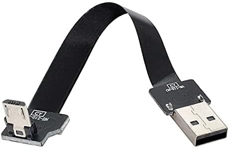 Cablecc Down Angled USB 2.0 Type-A Male to Micro USB 5Pin Male Data Flat Slim FPC Cable for FPV & Disk (200cm)