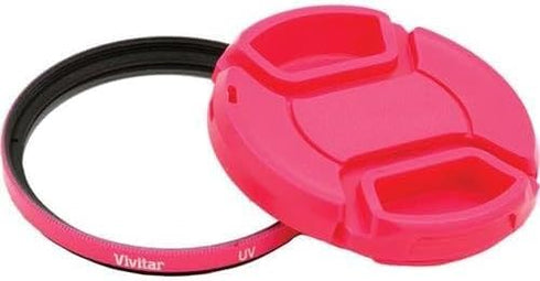 Vivitar 55mm UV Filter and Snap-On Lens Cap, Pink