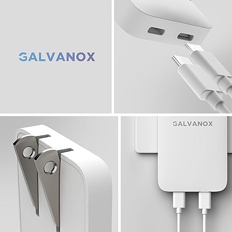 Flat 2-Port USB C Wall Charger, Ultra Slim Dual Power Adapter with Type-C Cable (20W) for Fast Charging iPhone 15, Pro