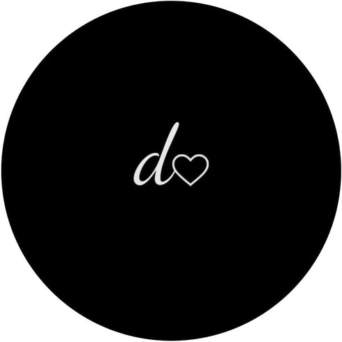 White Initial Letter D Heart Minimalist Black, PopSockets Standard PopGrip