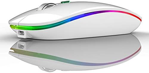 TENMOS Wireless Bluetooth Mouse, LED Slim Dual Mode Rechargeable Silent Mouse with Type C Adapter