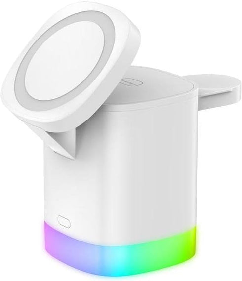 Wireless Charger 3 in 1 Charging Station, QC3.0 15W Cube Charger for Smart Watch and Earbuds