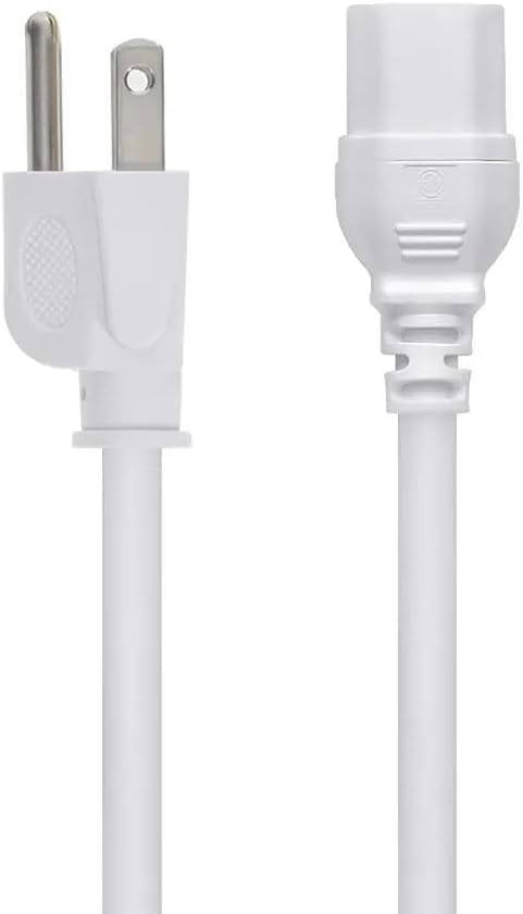 Monoprice Heavy Duty Power Cord | NEMA 5-15P to IEC 60320 C15, 14AWG, 8ft, 15A/1875W, 125V, White