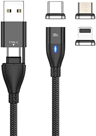 BoxWave Cable Compatible with ASUS ZenScreen MB16ACE - MagnetoSnap PD AllCharge Cable (100W), Magnet PD 100W Charging Cable USB Type-C Micro USB for ASUS ZenScreen MB16ACE - Jet Black by BoxWave