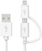 Apple MFi Certified 2 in 1 Charger Cable, 3 FT Lightning & Micro USB, Compatible with iPhone X, 8, 7 Plus, Android.
