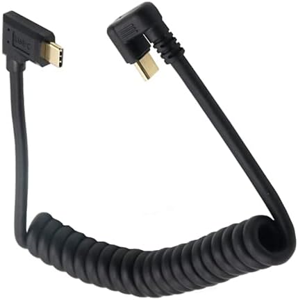 Qaoquda 180° USB C Coiled Cable, 3A 10Gbps Fast Charging, 4FT/1.2M U Shaped Type C Male to Male Spring Spiral Cable.