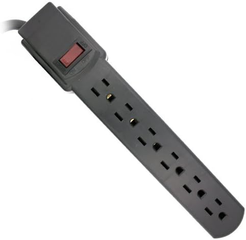 Topzone 1 Foot AC Wall Power Strip with 6 Outlets, Built-in Safety Circuit Breaker, UL Listed (Black)
