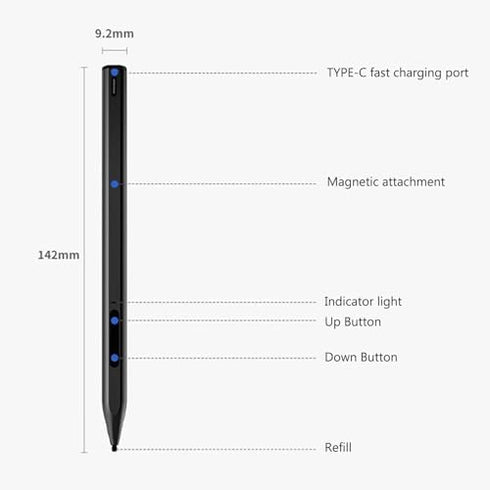 Stylus Pen Tilt Pen - MPP2.0 Rechargeable Active Pen with 4096 Pressure Sensitivity for HP X360 Spectre, Envy, X360