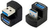 cablecc 1 Set Up & Down Angled USB 3.0 Adapter, A Male to Female Extension, 180 Degree