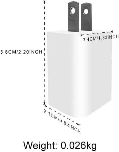 UL Certified 5V 1A 1000MA 5W USB Wall Charger with US Plug for Android Smartphones, Kindle Fire, iPhone, iPad, Samsung