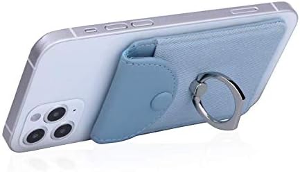 Credit Card Holder for Back of Phone with Ring Stand, Ultra-Slim Self Adhesive, RFID Blocking Stick on Most Smartphones